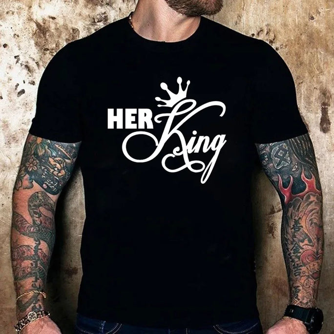 Her King His Queen Couples T Shirt Crown Print Couple