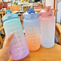 2L Water Bottle With Straw Time Marker