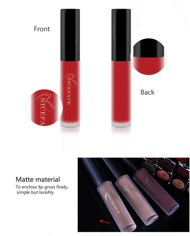 Matte Velvet Lip Glaze Waterproof Long Lasting