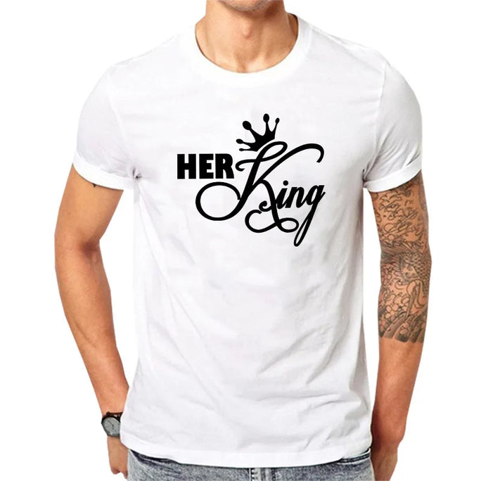 Her King His Queen Couples T Shirt Crown Print Couple
